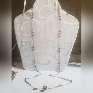 Very Long Rope Necklace With Black Beads